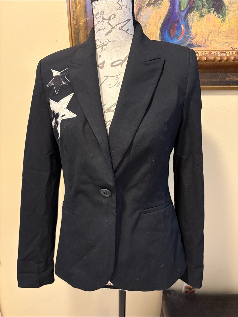 Htrailz Sojara Star-Accented Single-Button Classic lined Blazer